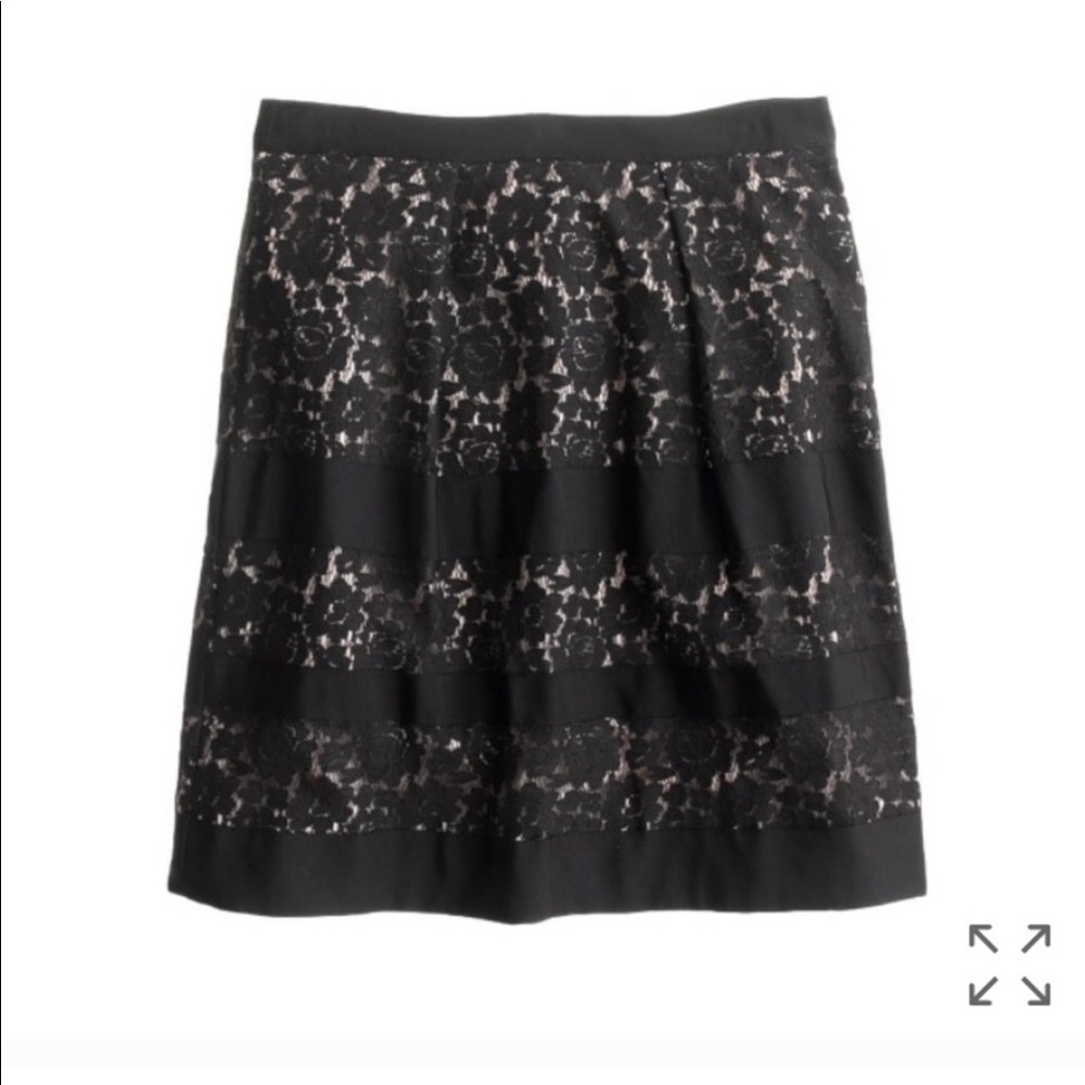 J. Crew Black Floral Lace Stripe Mini Skirt